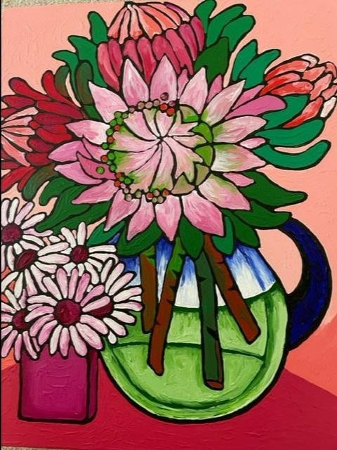 A painting entitled Flowers for Alice by Theresa Howie